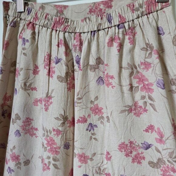 EUC VAN HEUSEN WOMEN FLORAL LONG LINEN BLEND A LINE SKIRT SIZE SMALL - Picture 9 of 16